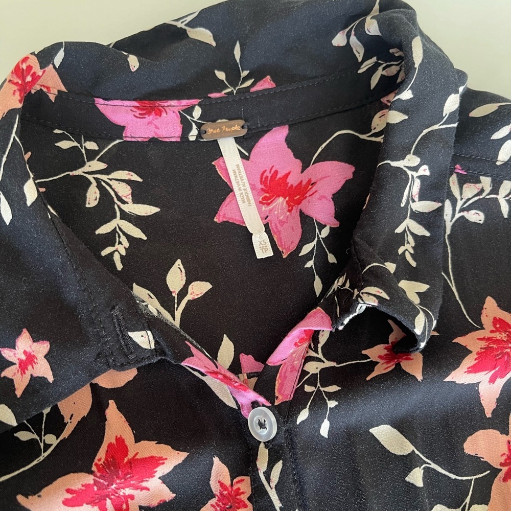 Free People Black and Pink Floral Long Sleeve Dress - Picture 11 of 16
